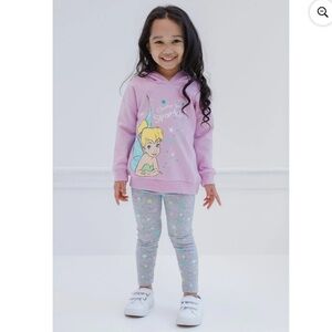 Disney Full Sleeves Pullover Hoddie Leggings Tinkerbell Print Outfit Set Size 5T
